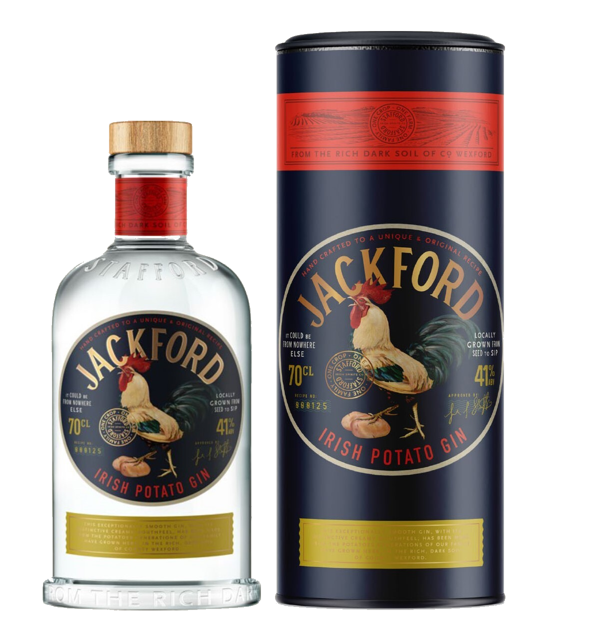 Jackford Irish Potato Gin 70cl & Bespoke Tube
