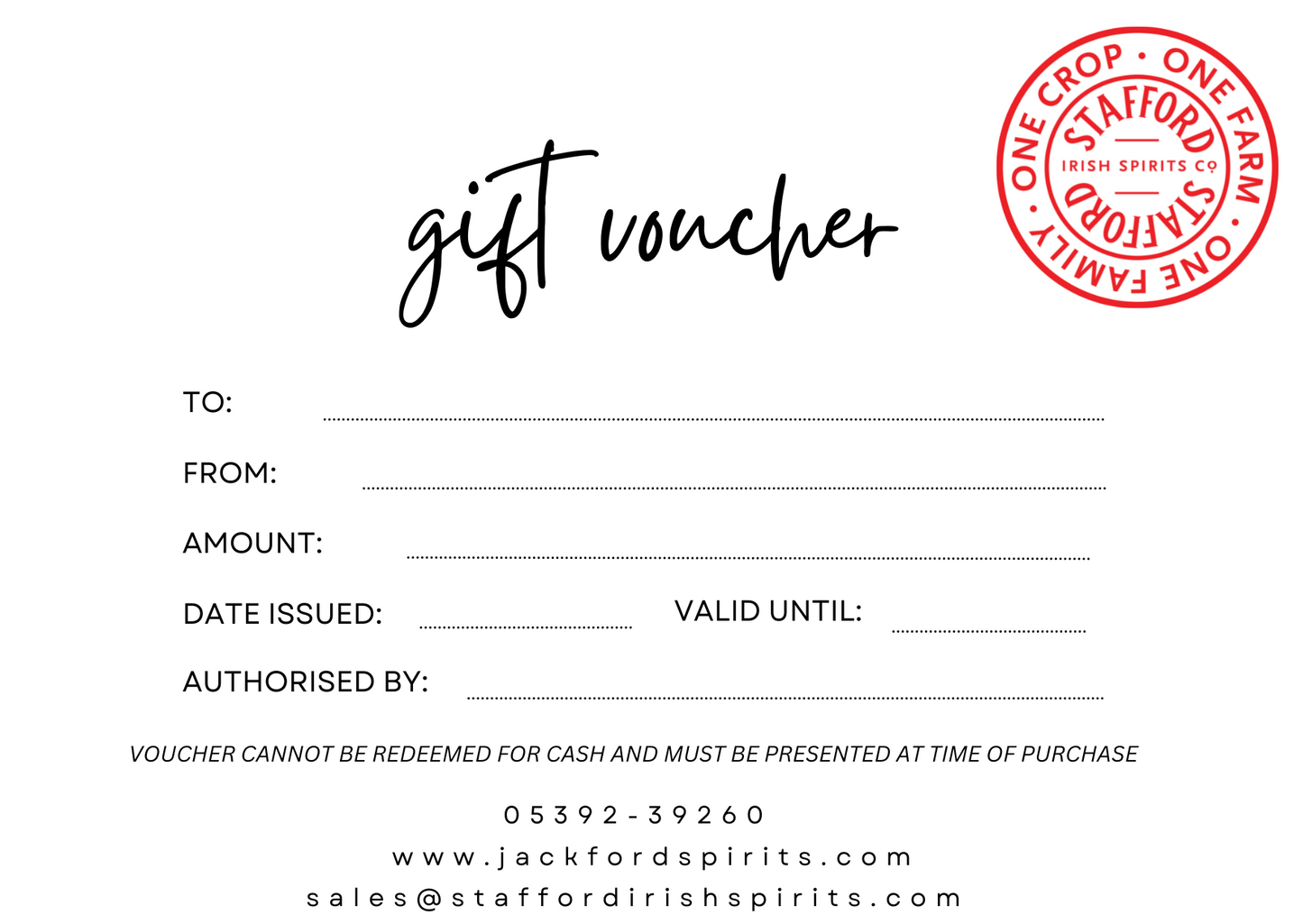 Jackford Irish Potato Gin Gift Voucher